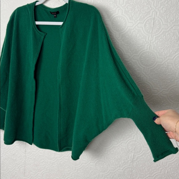 Quince 100% Cashmere Emerald Green Open Cardigan Wrap Dolman Sleeves Sweater - Picture 2 of 7